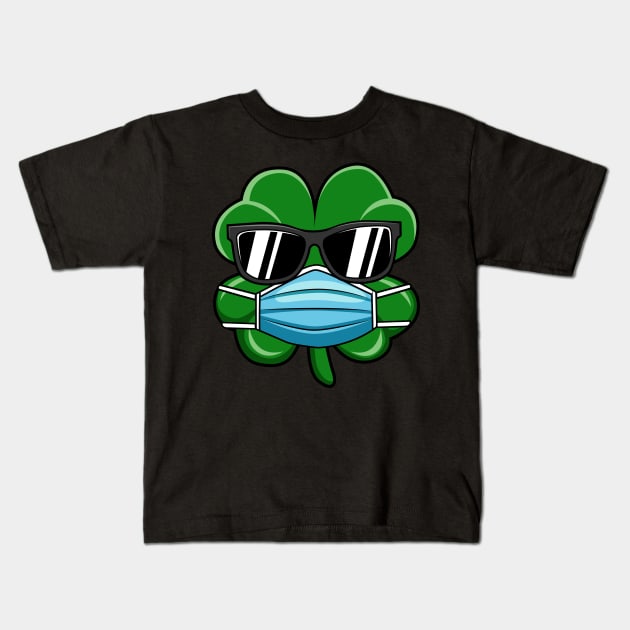 Shamrock Wearing Face Mask St Patricks Day Gift Kids T-Shirt by HCMGift